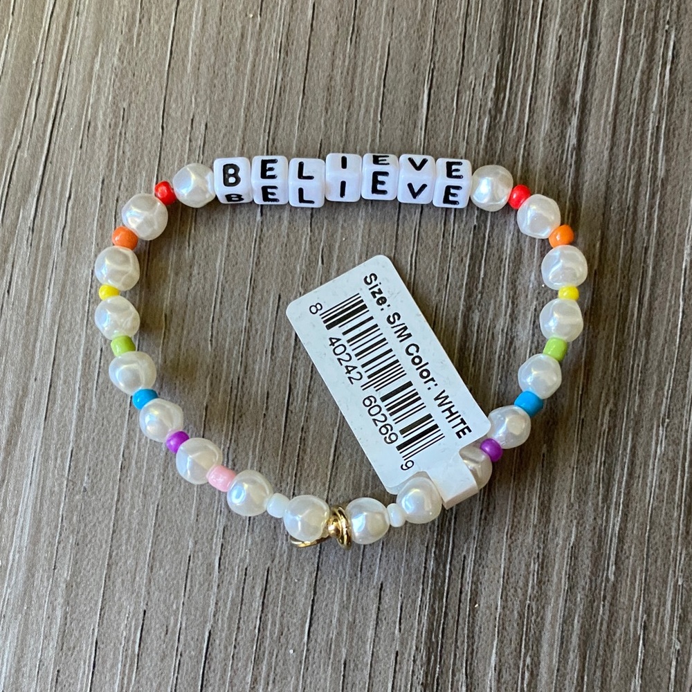 Little Words Project Colorful Beaded Bracelet with 'Believe'